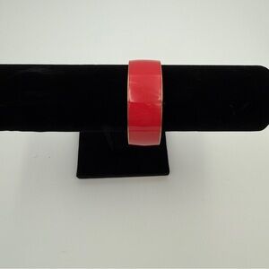 J.Crew Gold-Tone Red Enamel Slip-On Bangle Bracelet - Chunky Statement Piece